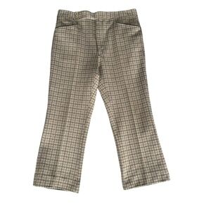 HAGGAR Vintage 1970s Flared Plaid Ankle Pants Size 34 x 25